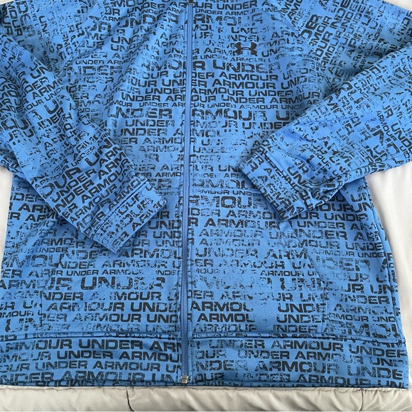 Under Armour Blue Fleece-lined Zipper Hoodie with Logo Print - Picture 2 of 13